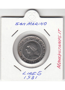 1931 5 Lire Argento San Marino SPL/FDC